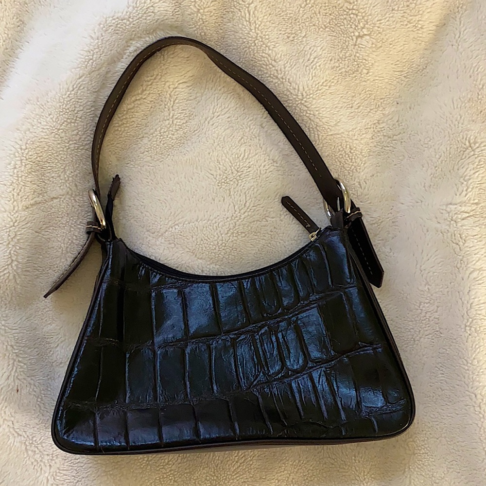 blackw/brown shoulder purse(false leather/gator)